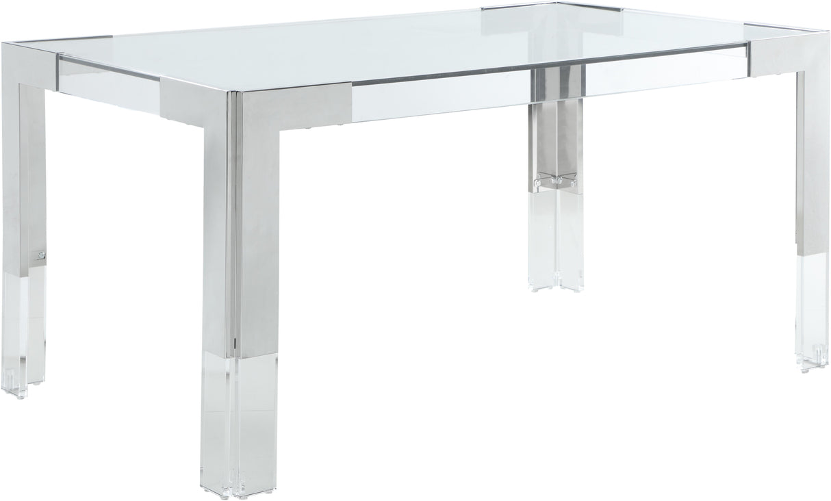 Casper Rich Chrome Dining Table - galleria furniture outlet