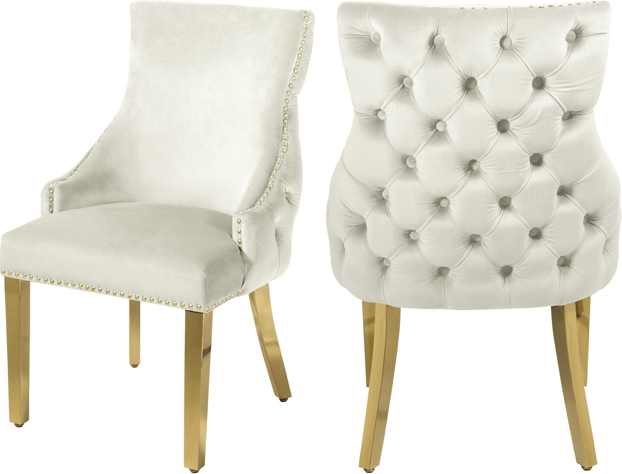 Tuft Cream Velvet Dining Chair - galleria furniture outlet