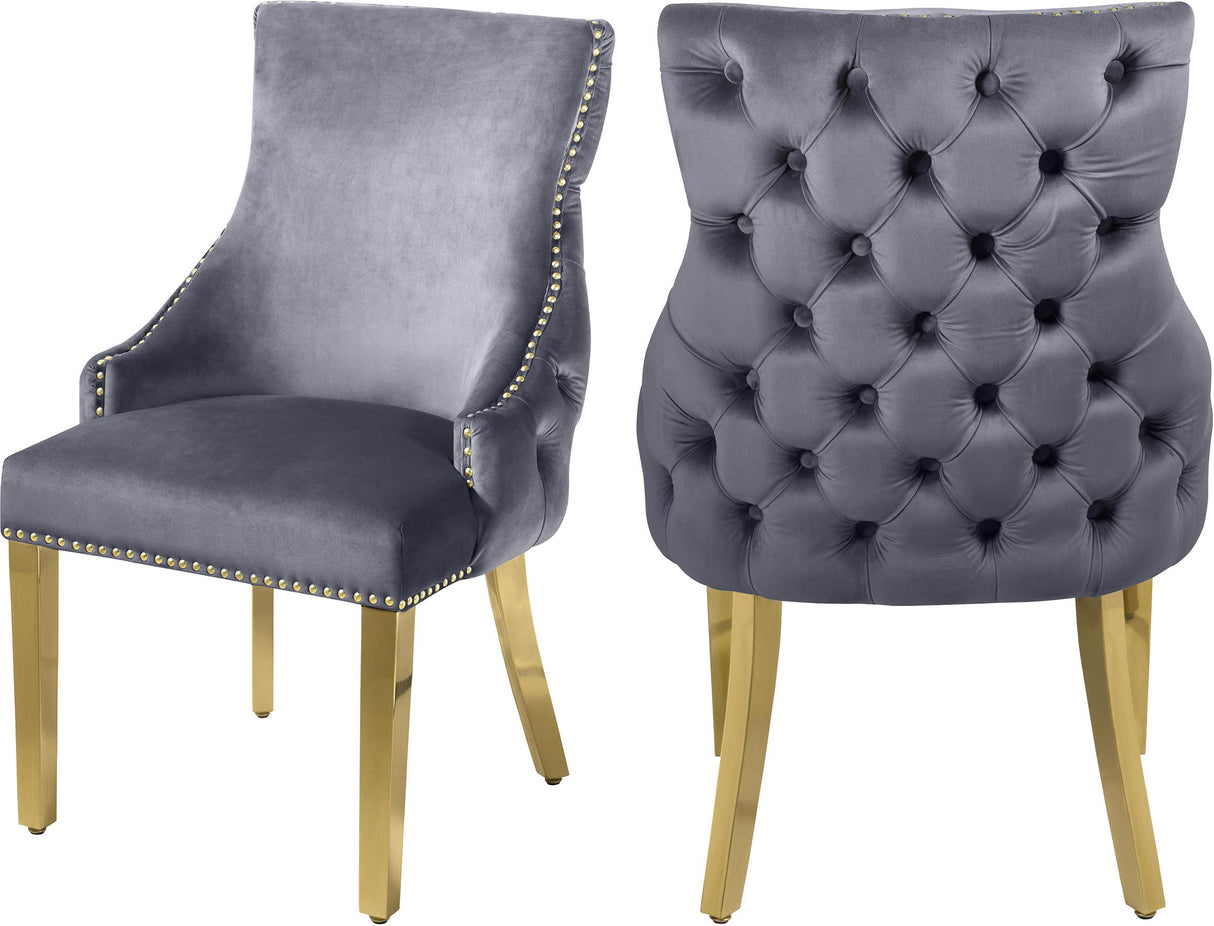 Tuft Grey Velvet Dining Chair - galleria furniture outlet