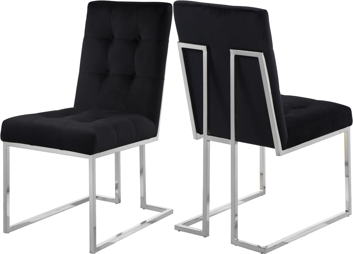 Alexis Black Velvet Dining Chair - galleria furniture outlet