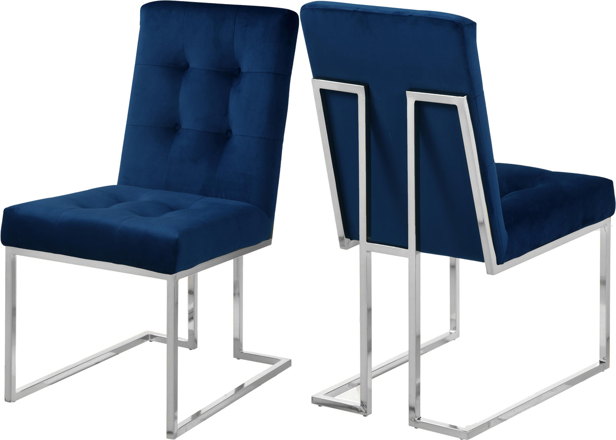 Alexis Navy Velvet Dining Chair - galleria furniture outlet