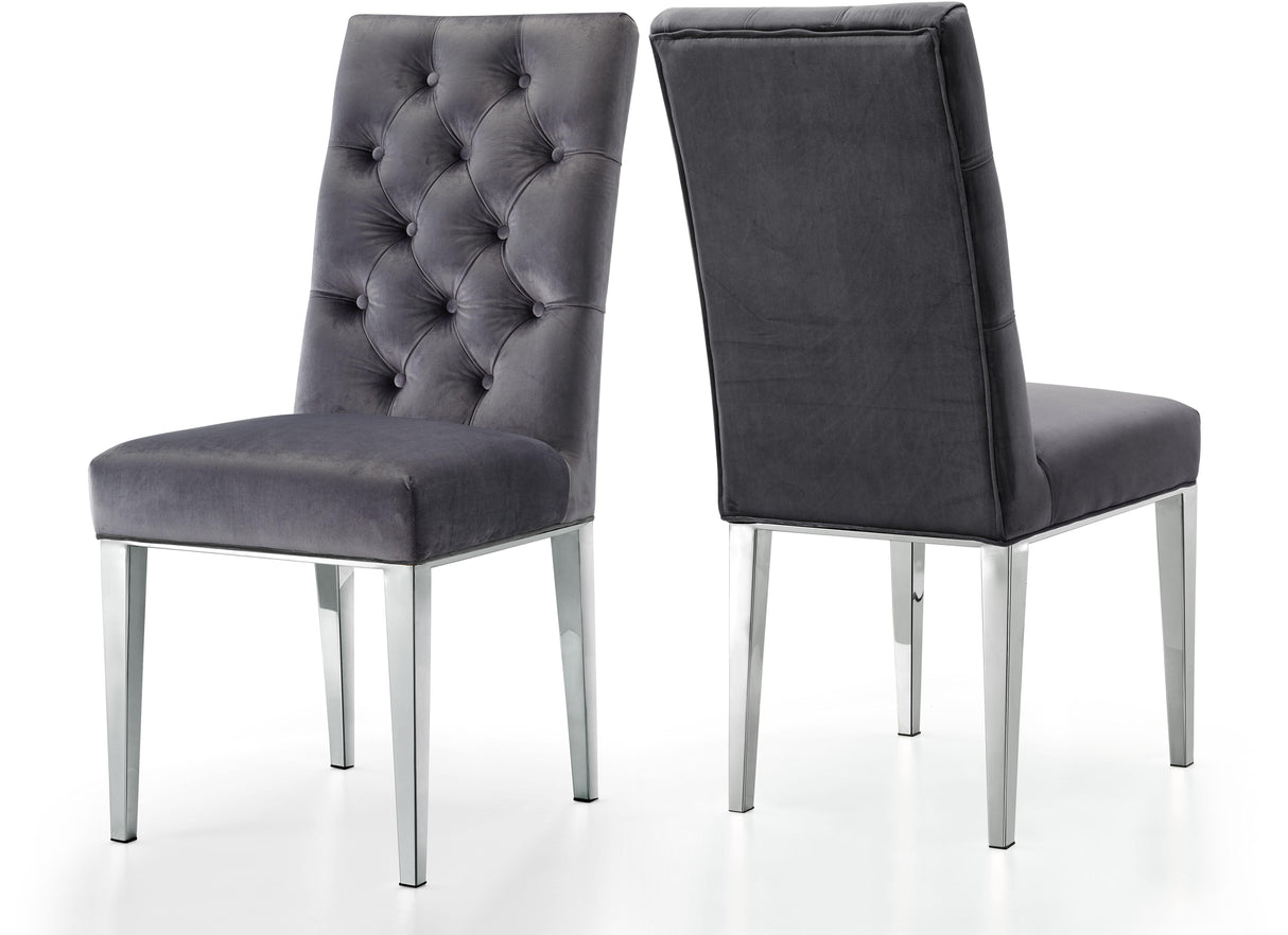 Juno Grey Velvet Dining Chair - galleria furniture outlet