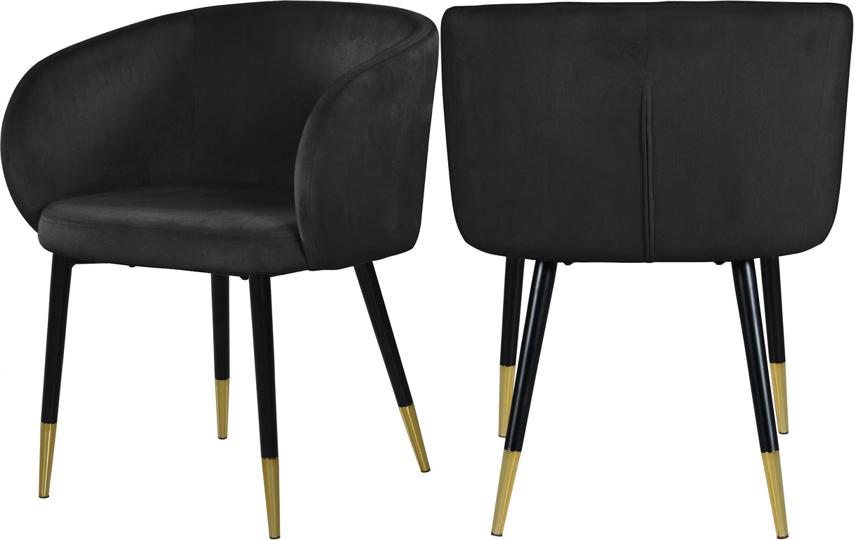 Louise Black Velvet Dining Chair - galleria furniture outlet