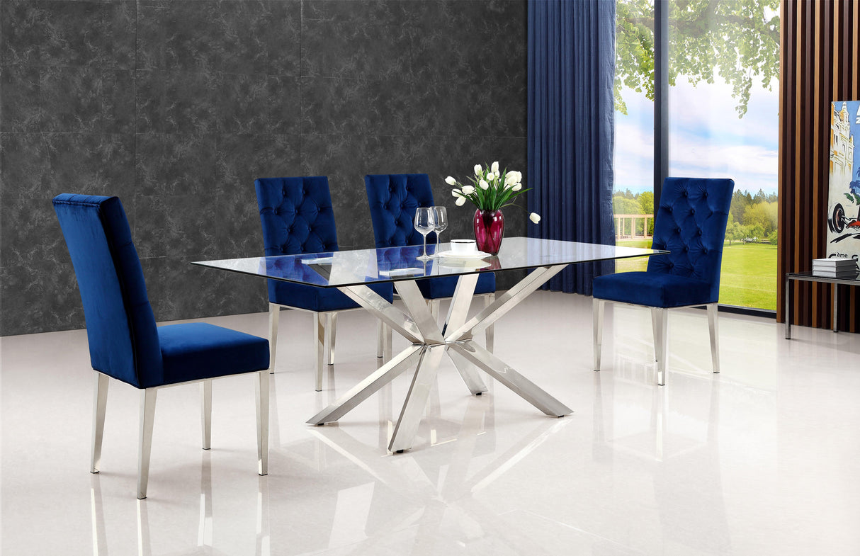 Juno Chrome Dining Table - galleria furniture outlet