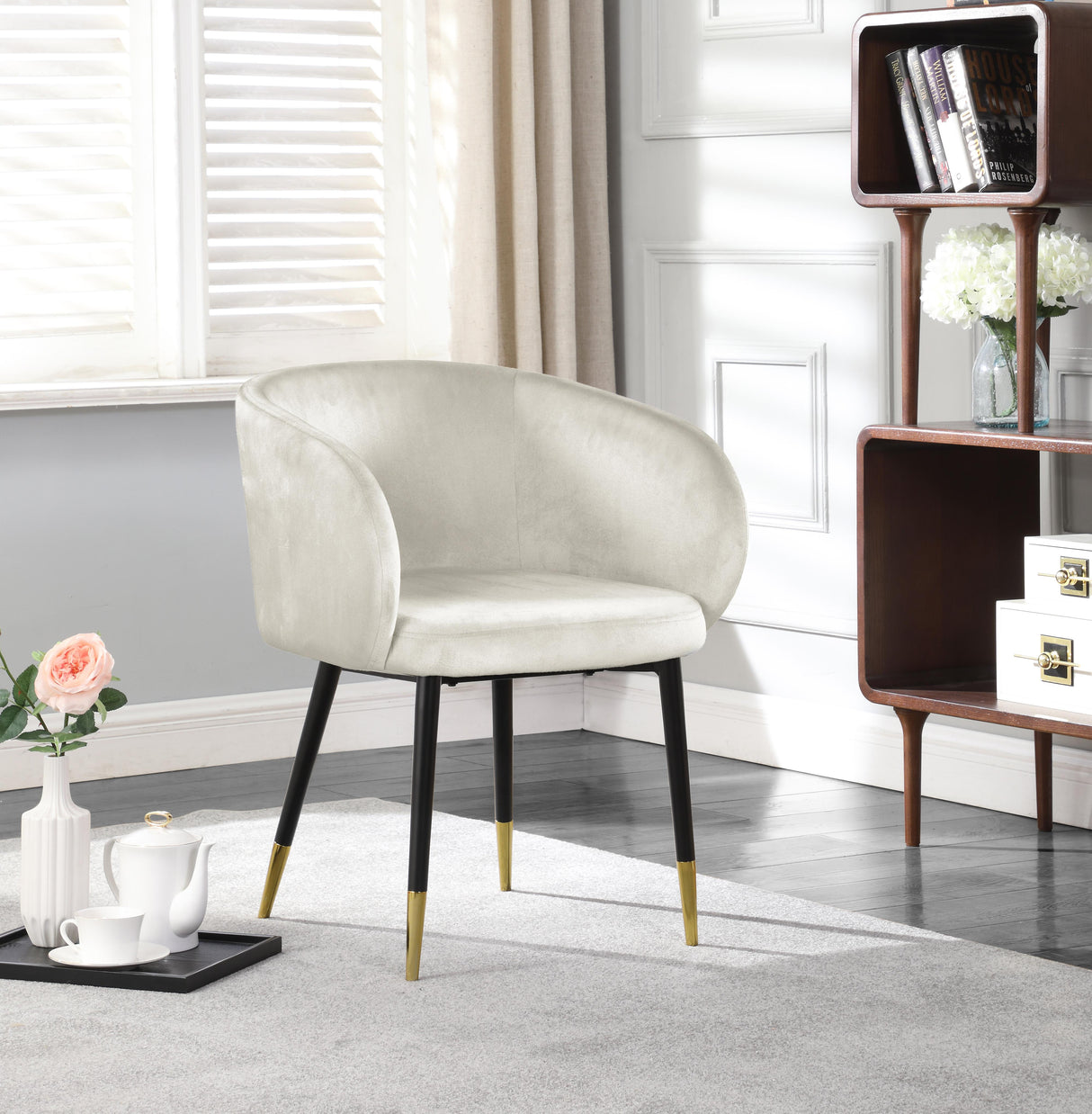 Louise Cream Velvet Dining Chair - galleria furniture outlet