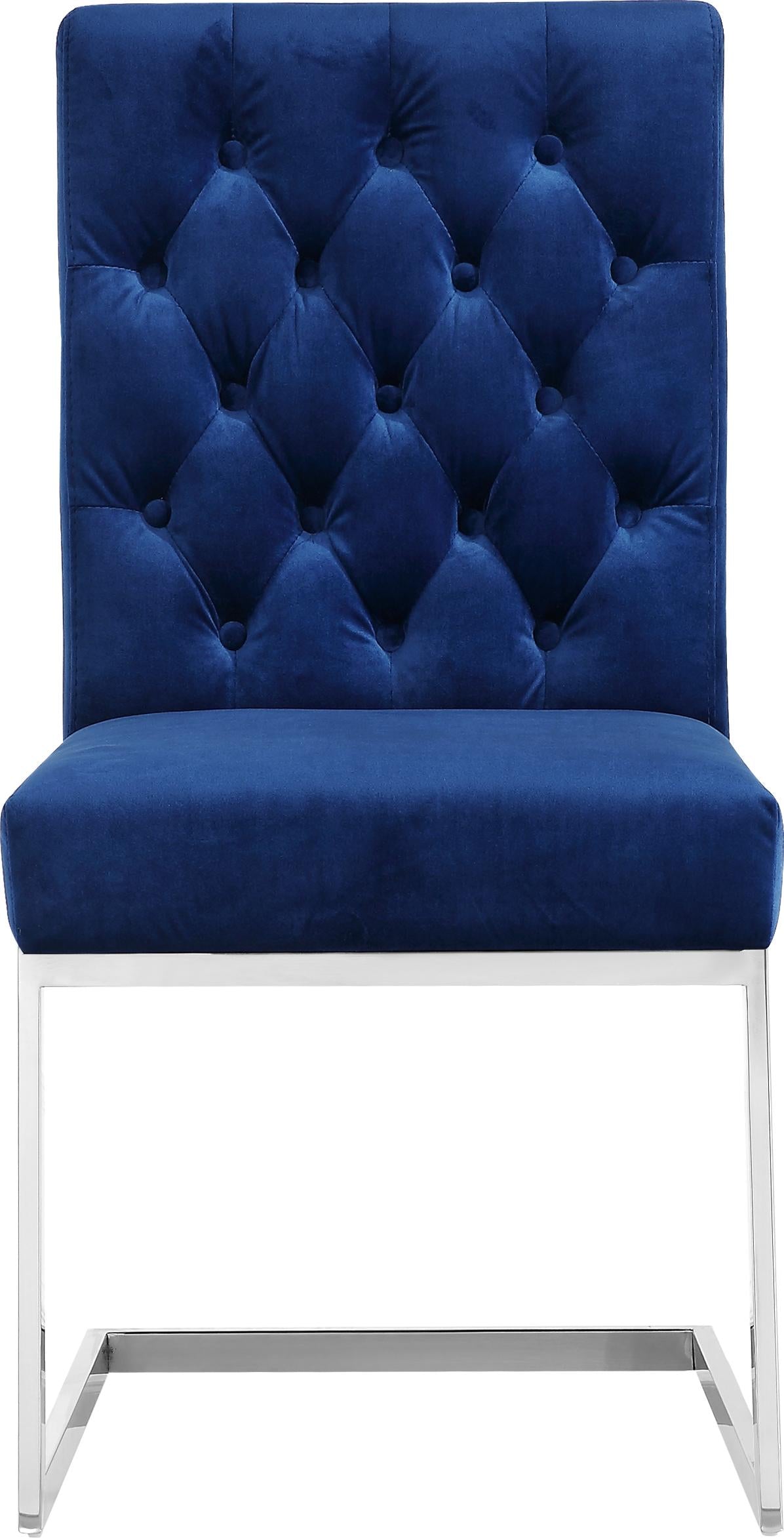 Carlton Navy Velvet Dining Chair - galleria furniture outlet