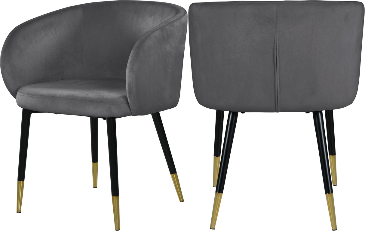 Louise Grey Velvet Dining Chair - galleria furniture outlet