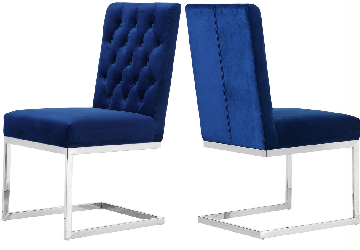 Carlton Navy Velvet Dining Chair - galleria furniture outlet