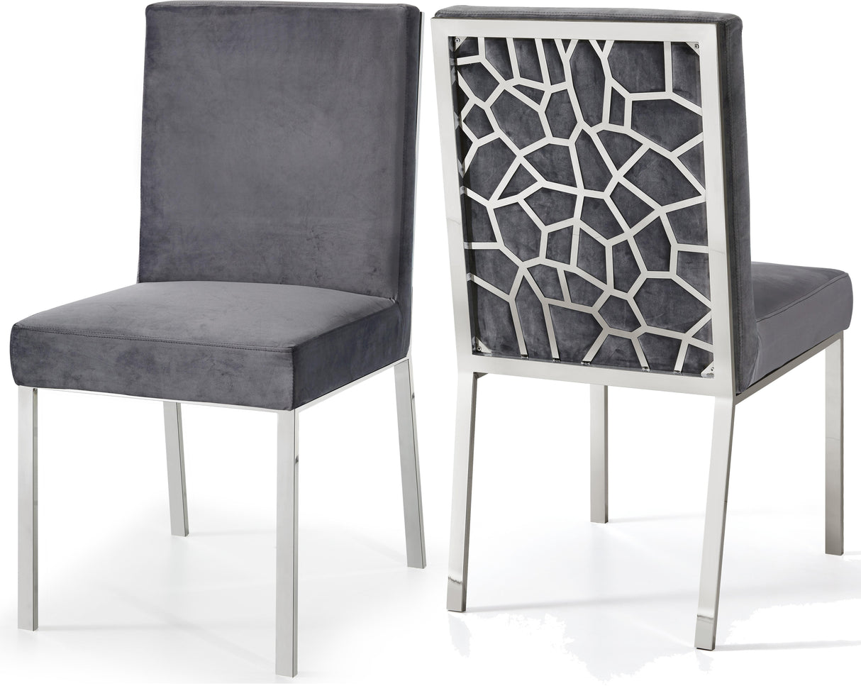 Opal Grey Velvet Dining Chair - galleria furniture outlet