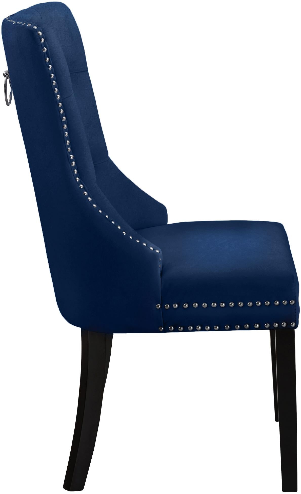 Nikki Navy Velvet Dining Chair - galleria furniture outlet