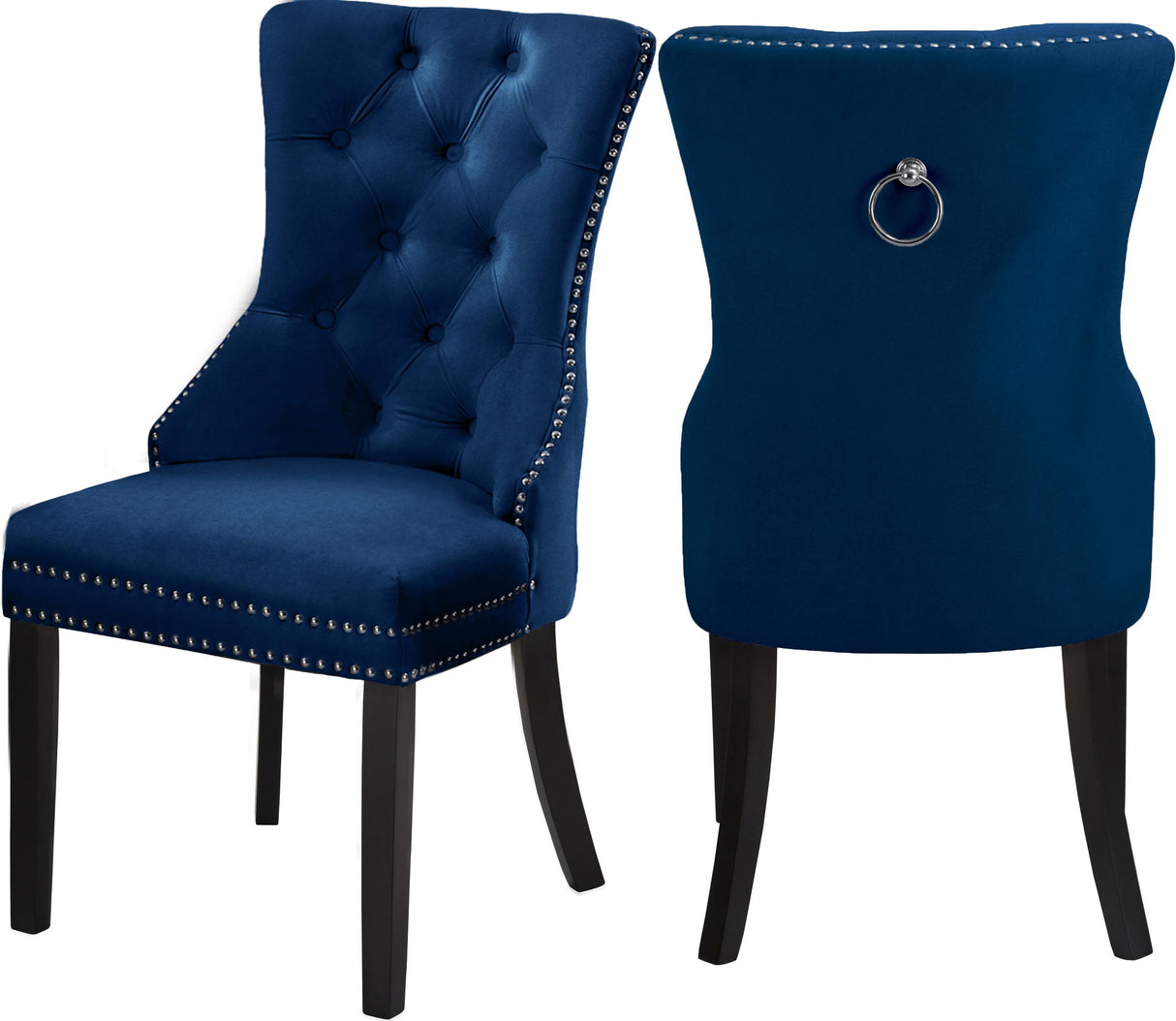 Nikki Navy Velvet Dining Chair - galleria furniture outlet