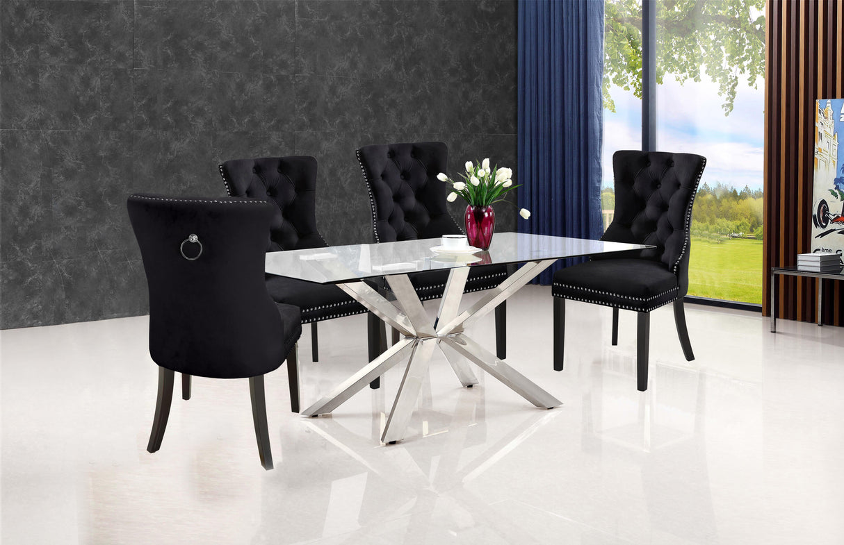 Nikki Black Velvet Dining Chair - galleria furniture outlet