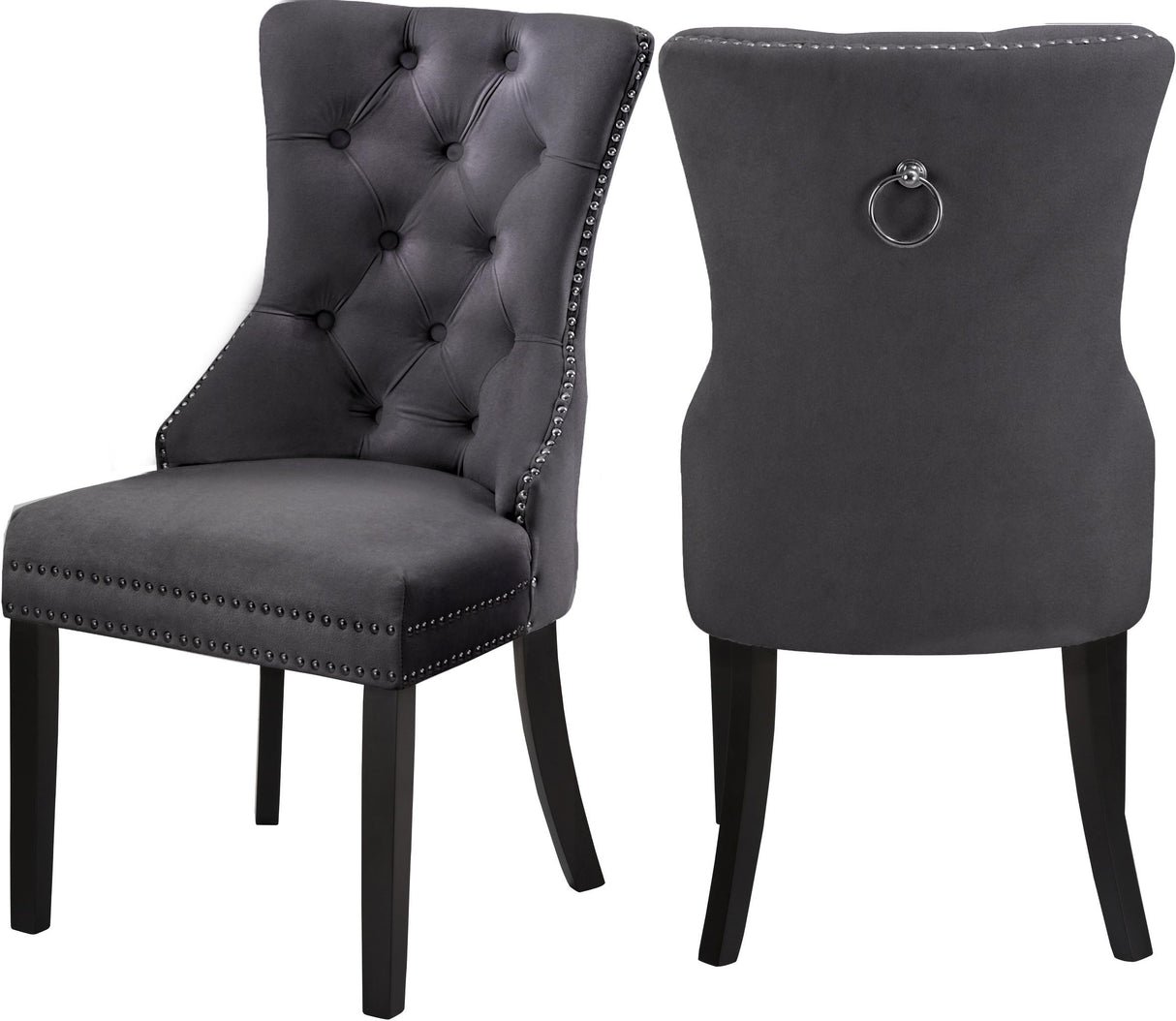 Nikki Grey Velvet Dining Chair - galleria furniture outlet