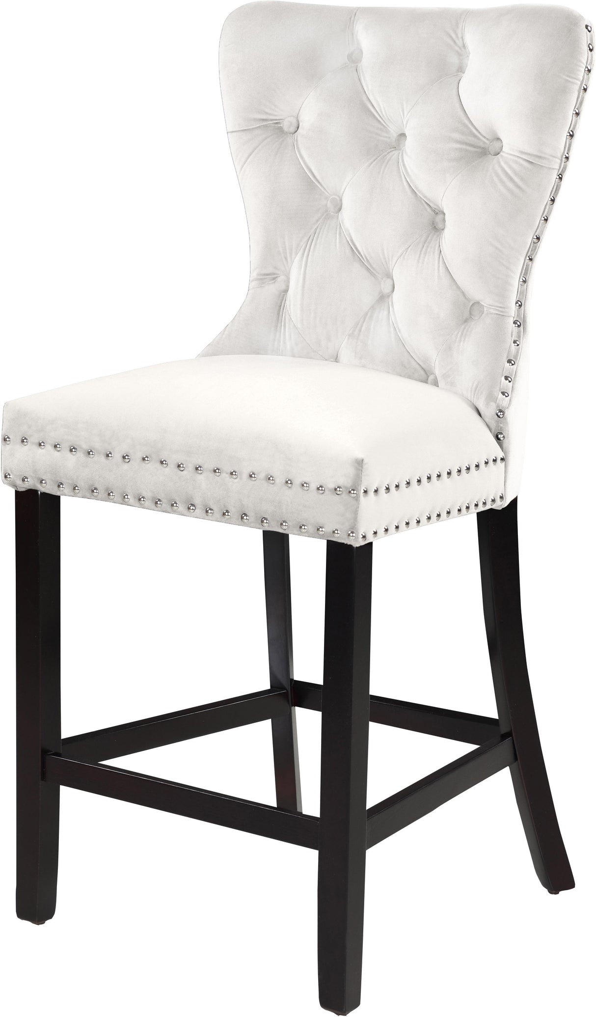 Nikki Cream Velvet Stool - galleria furniture outlet