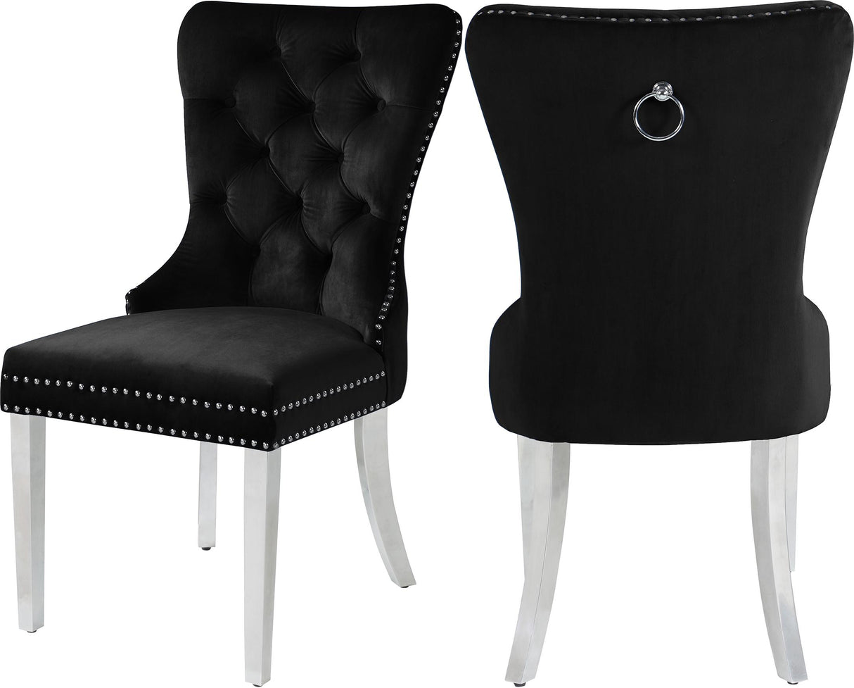 Carmen Black Velvet Dining Chair - galleria furniture outlet