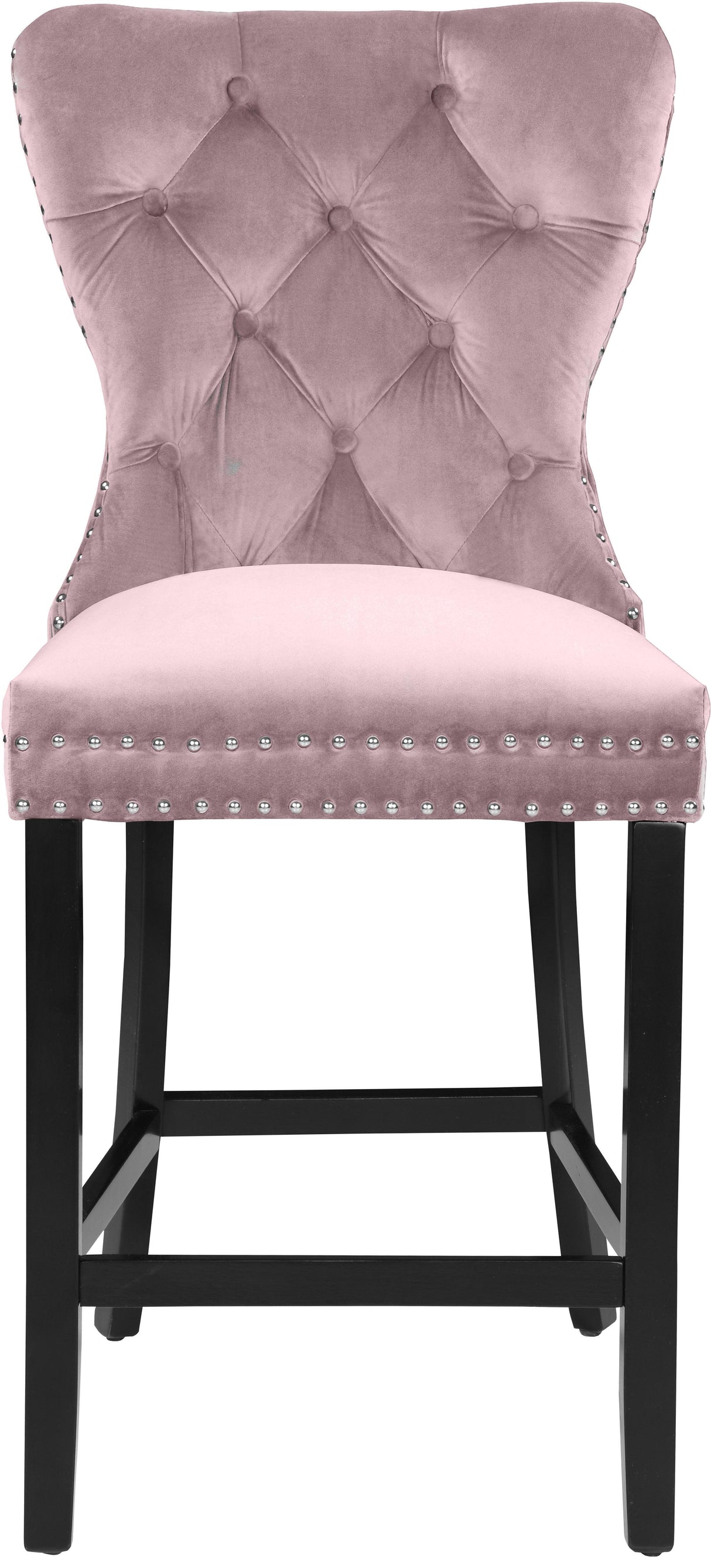 Nikki Pink Velvet Stool - galleria furniture outlet