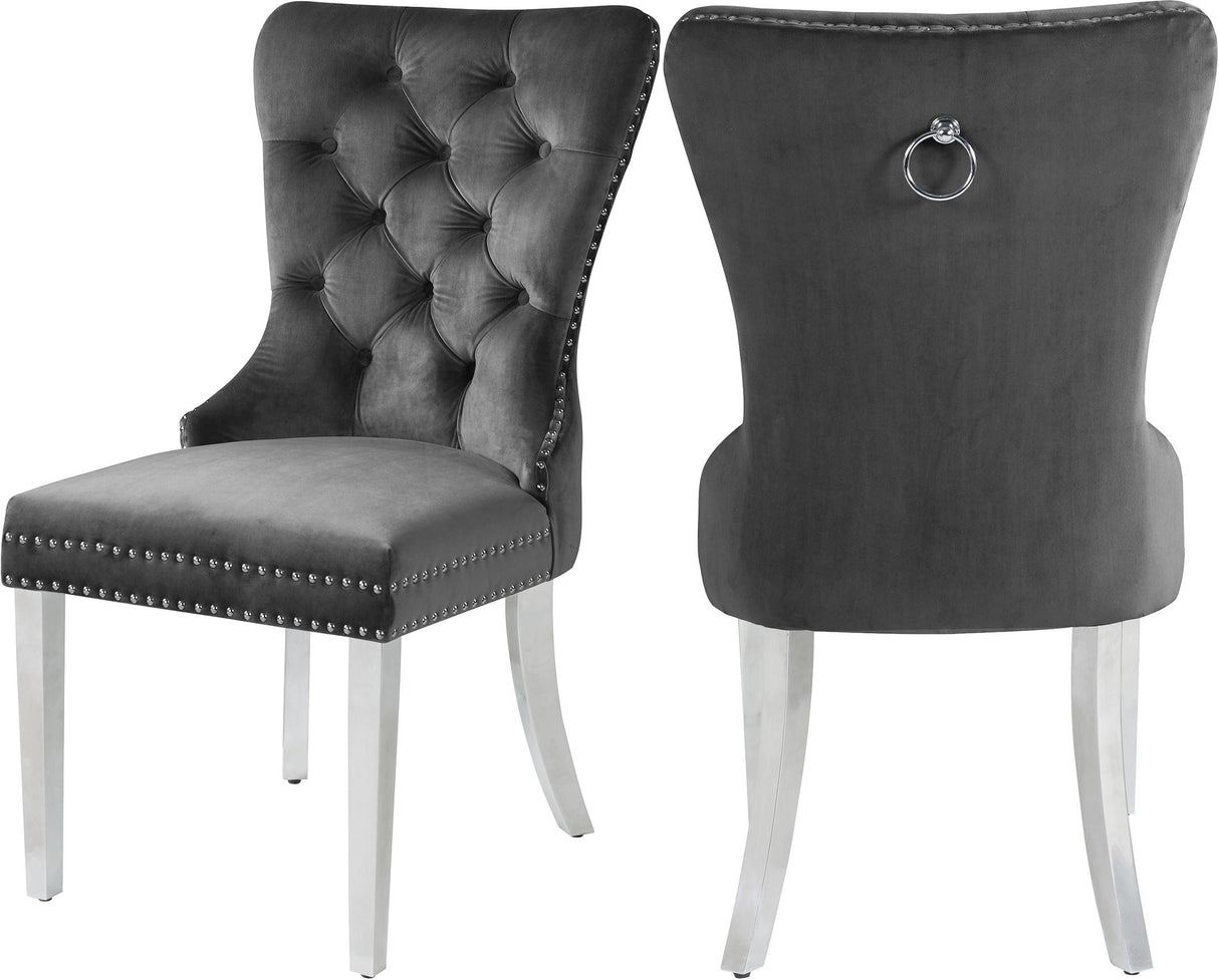 Carmen Grey Velvet Dining Chair - galleria furniture outlet