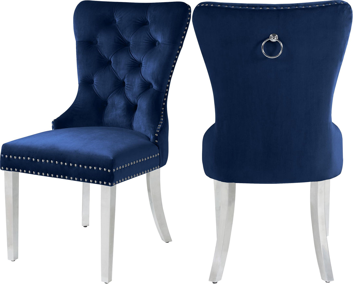 Carmen Navy Velvet Dining Chair - galleria furniture outlet