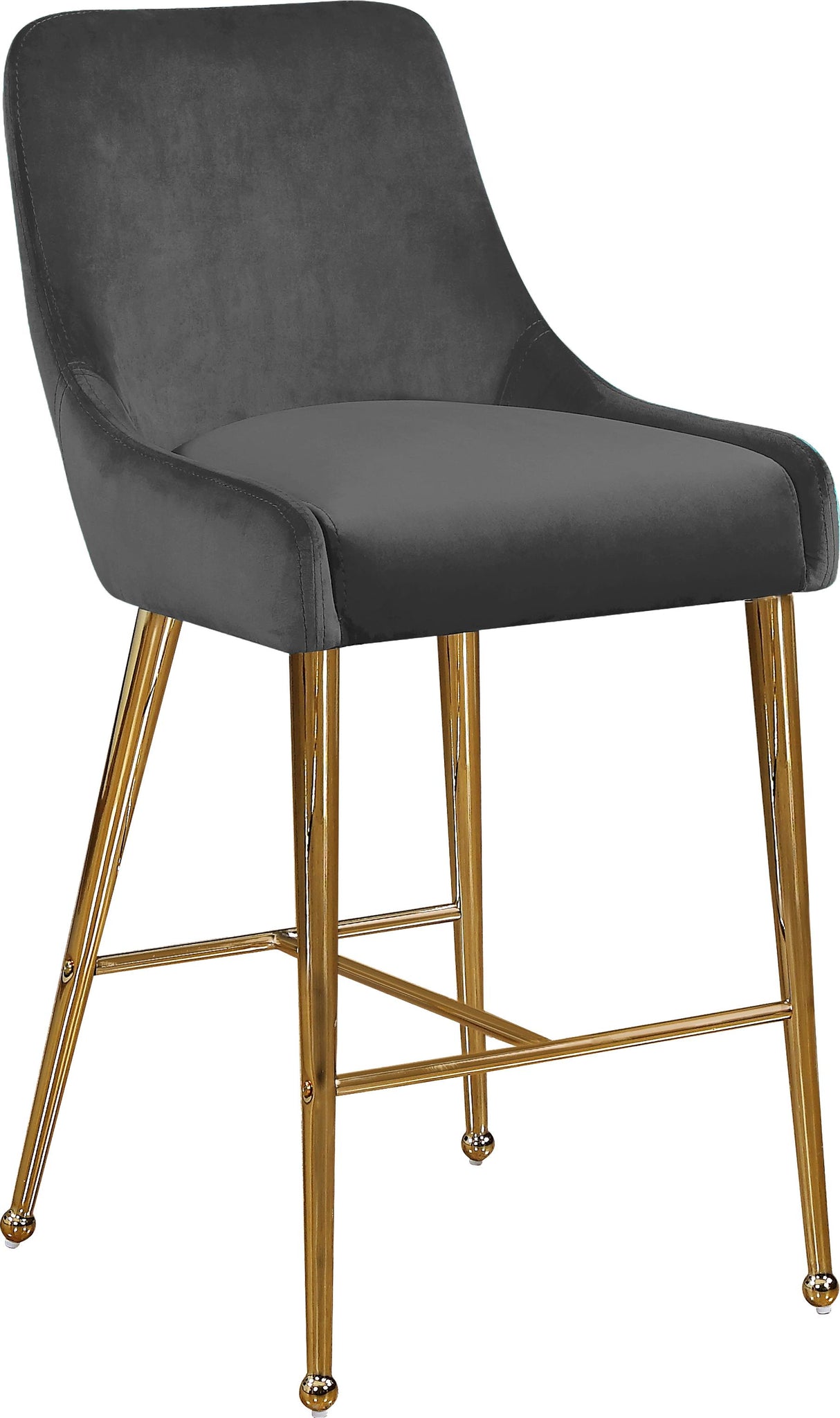 Owen Grey Velvet Stool - galleria furniture outlet