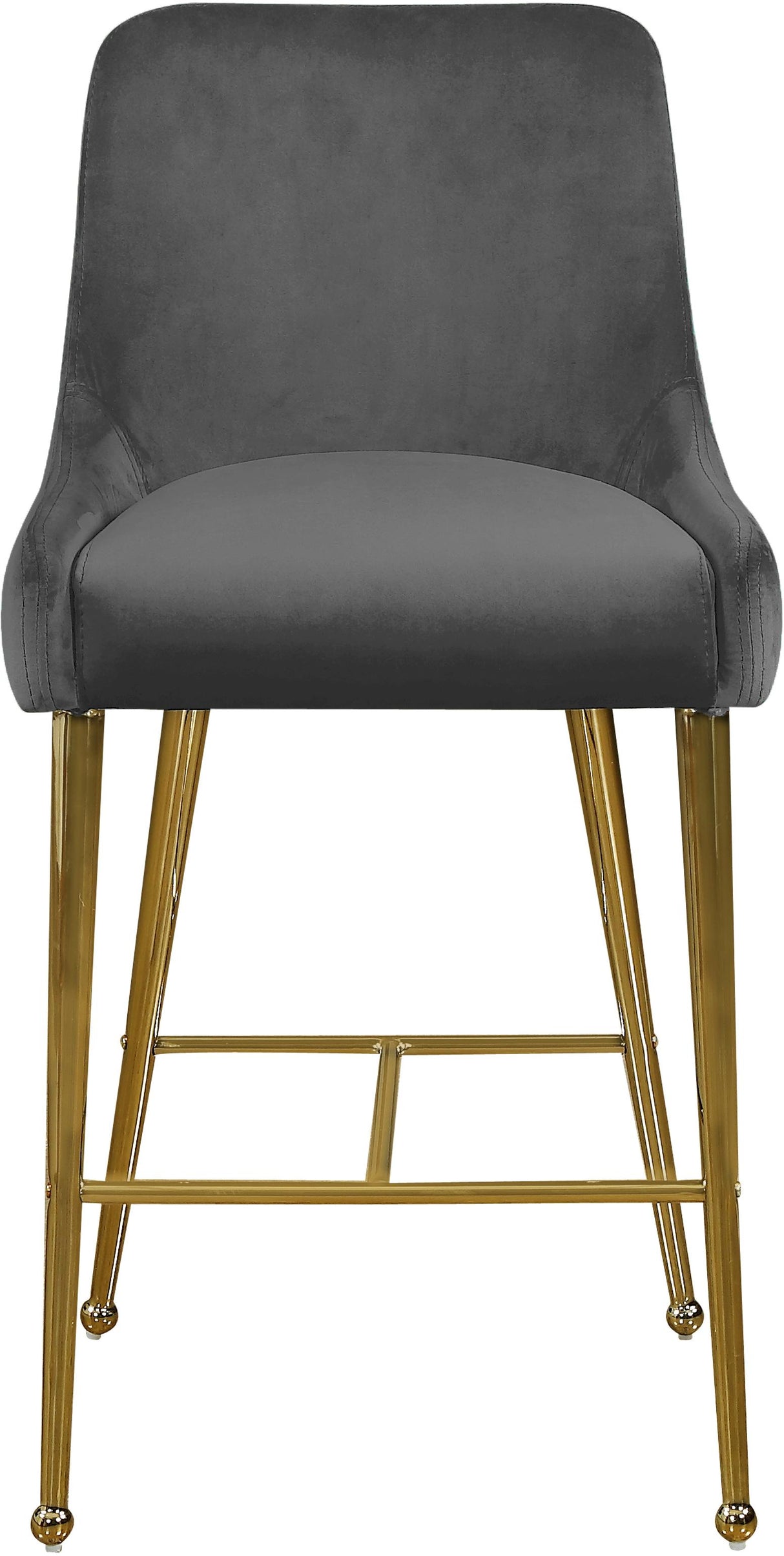 Owen Grey Velvet Stool - galleria furniture outlet