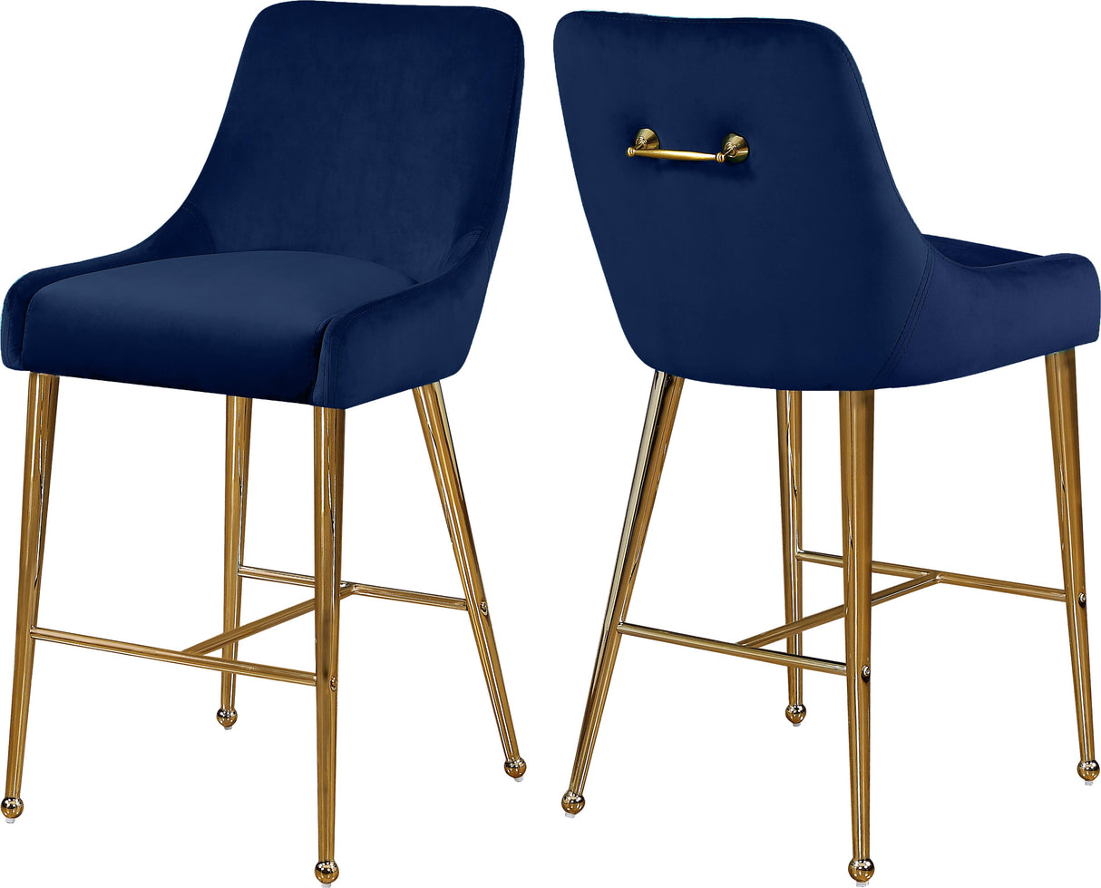 Owen Navy Velvet Stool