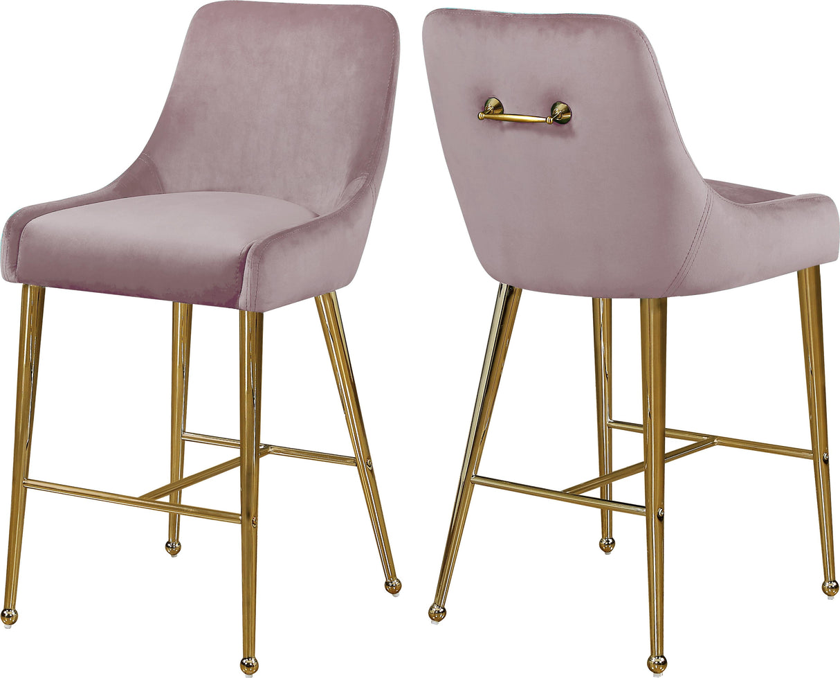 Owen Pink Velvet Stool - galleria furniture outlet