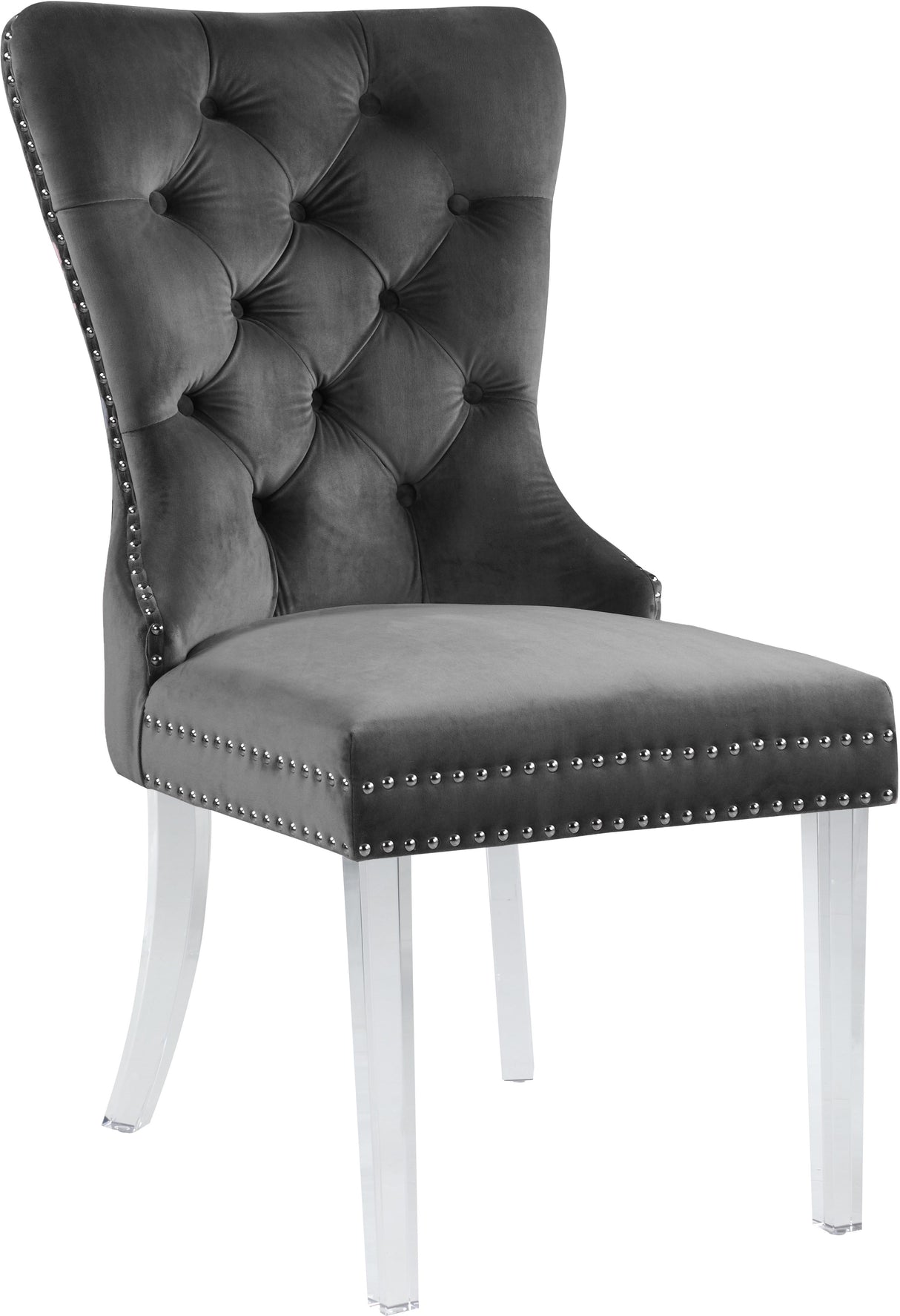 Miley Grey Velvet Dining Chair - galleria furniture outlet