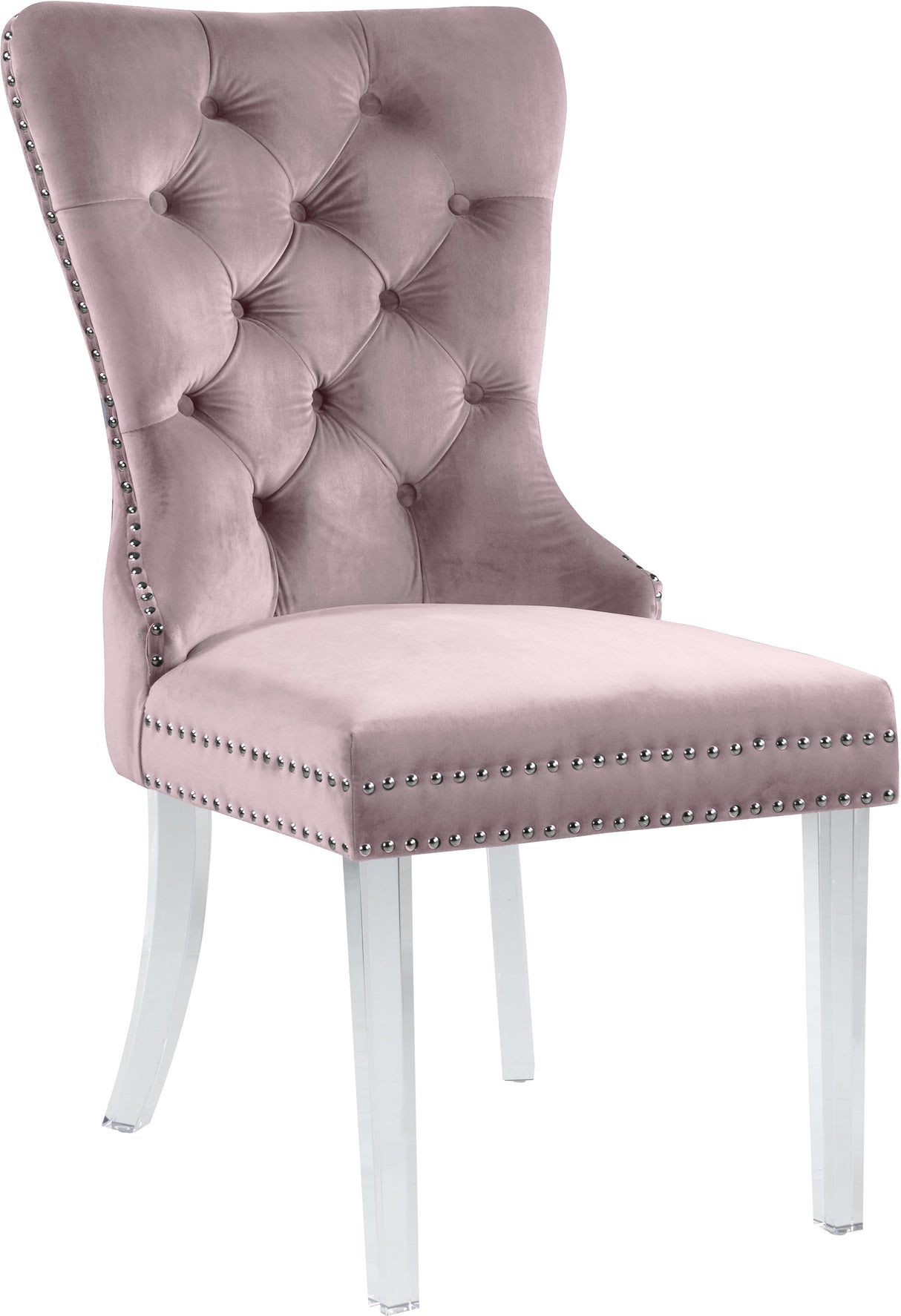 Miley Pink Velvet Dining Chair - galleria furniture outlet
