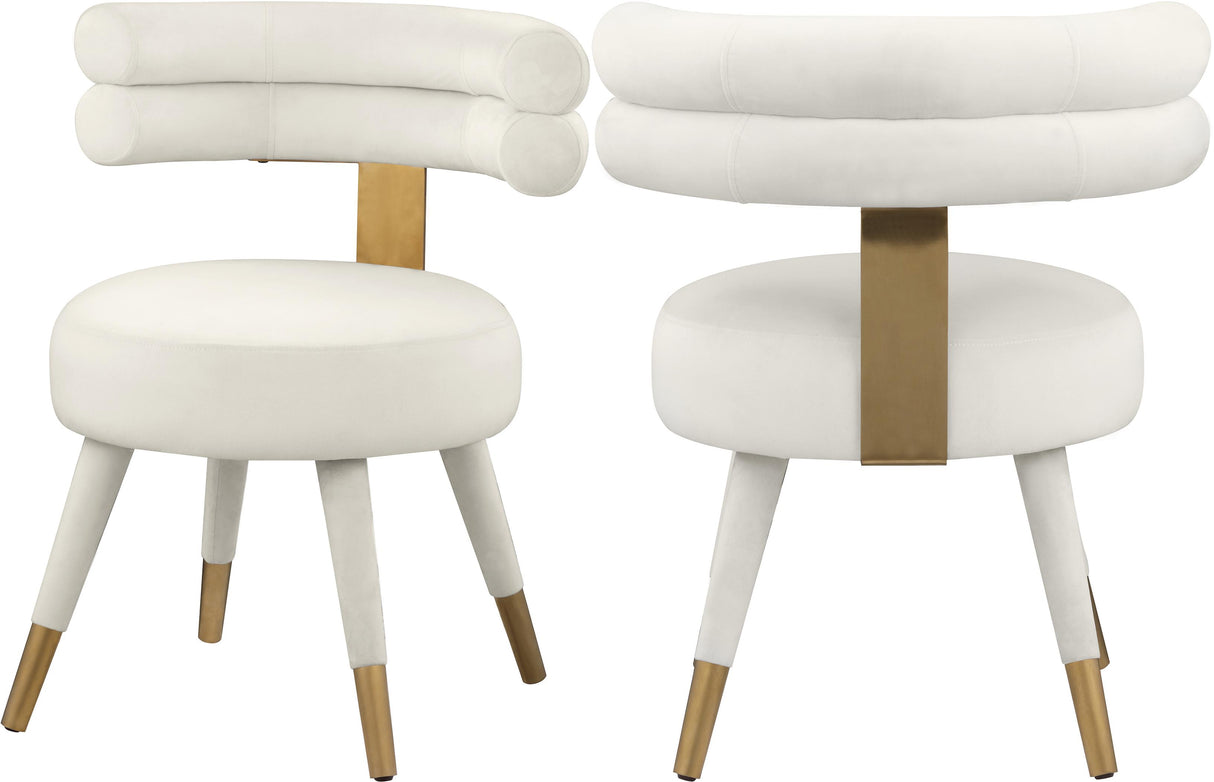 Fitzroy Cream Velvet Dining Chair - galleria furniture outlet