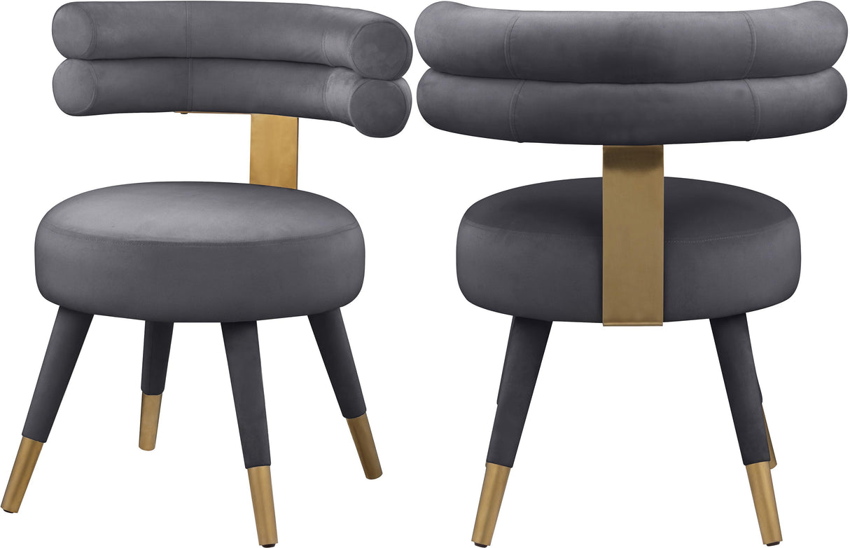 Fitzroy Grey Velvet Dining Chair - galleria furniture outlet