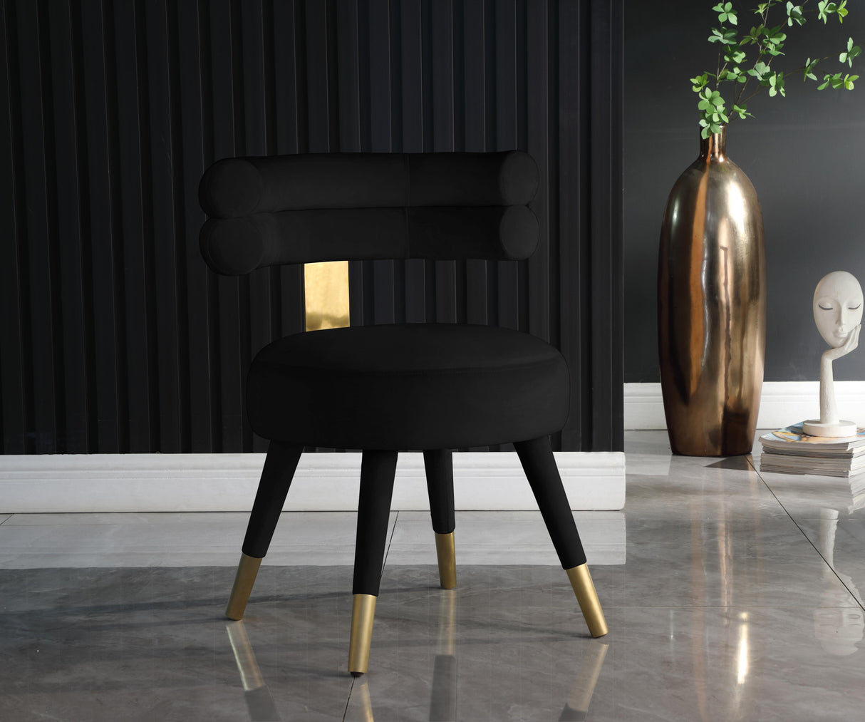 Fitzroy Black Velvet Dining Chair - galleria furniture outlet
