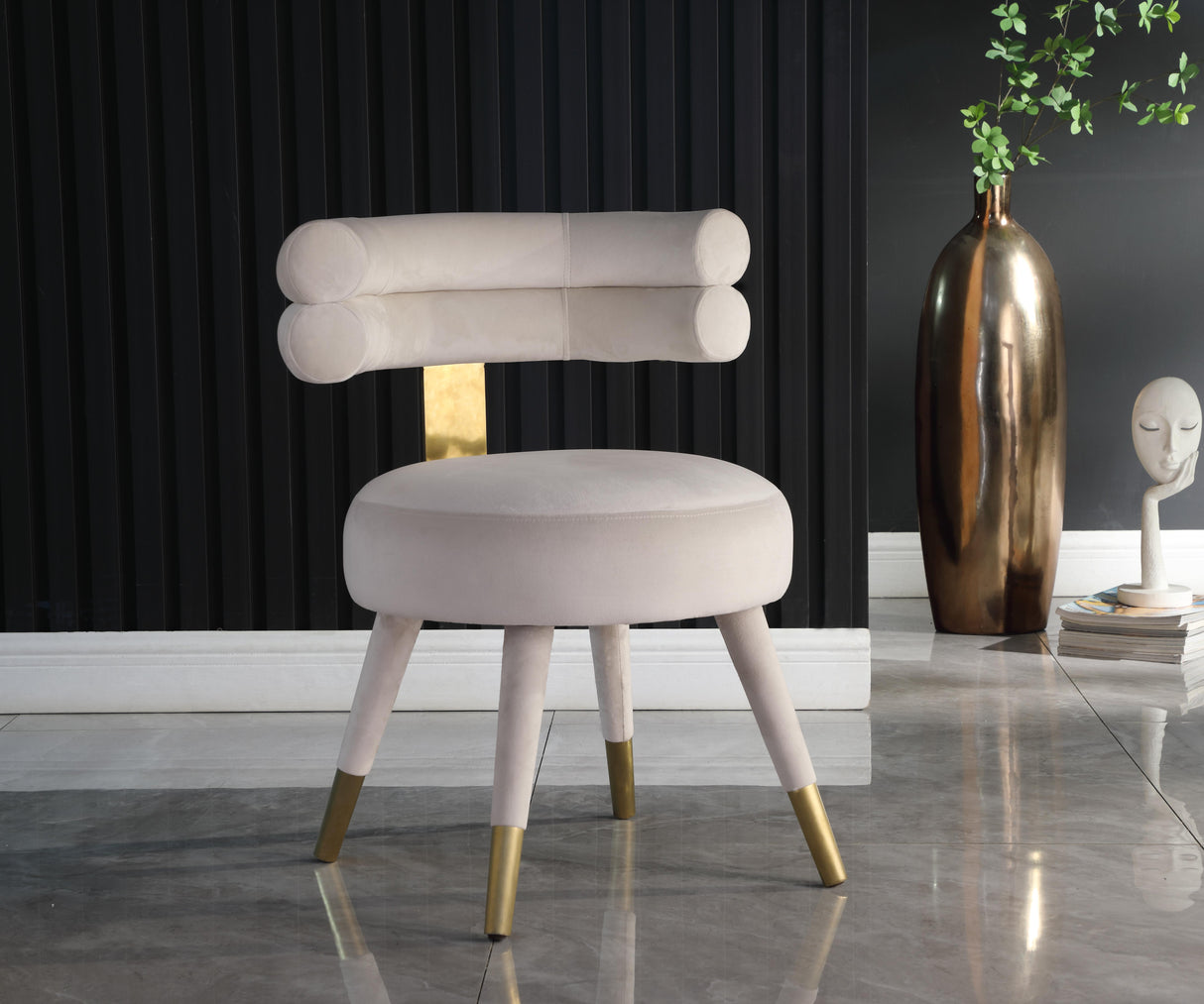 Fitzroy Cream Velvet Dining Chair - galleria furniture outlet