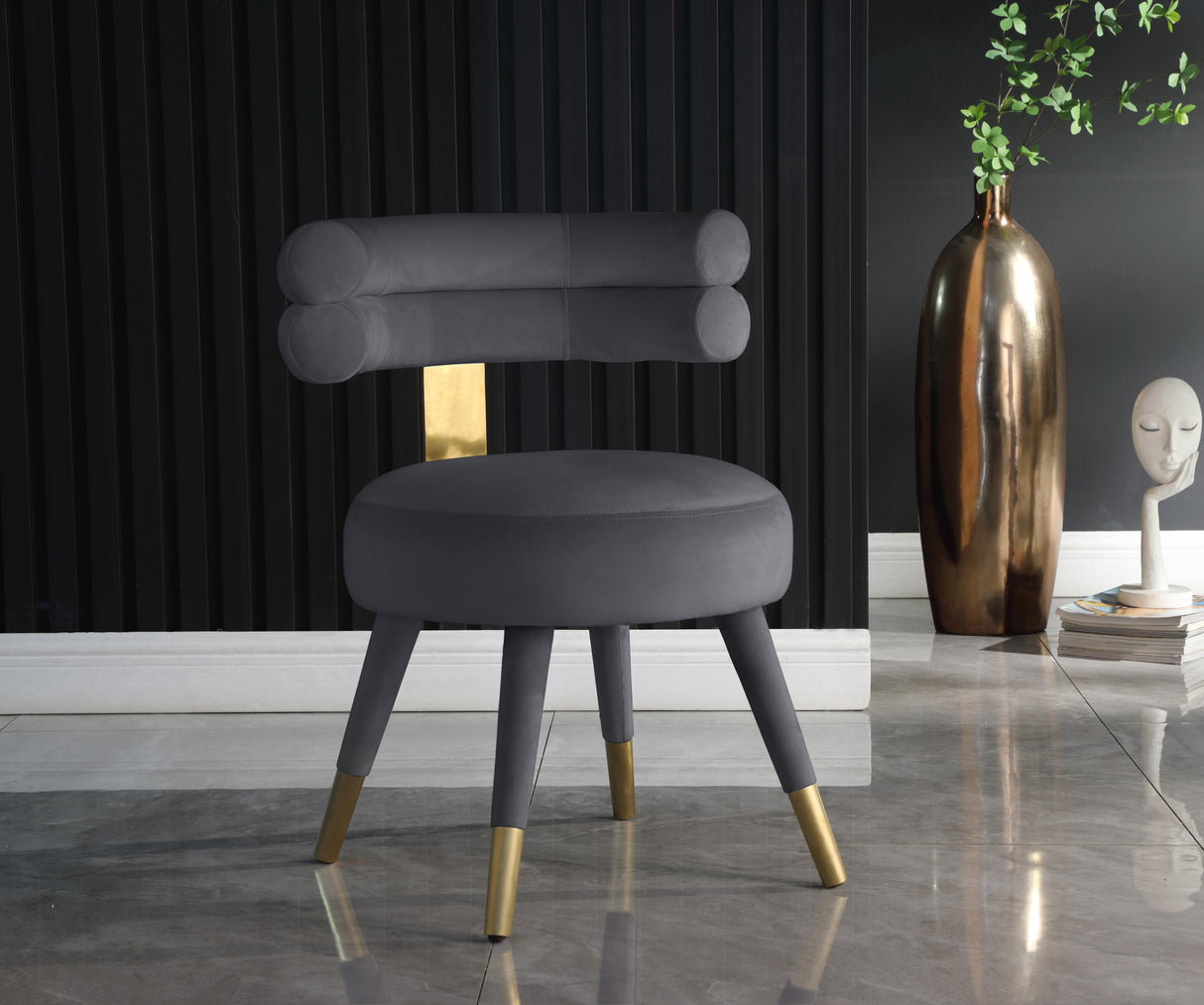 Fitzroy Grey Velvet Dining Chair - galleria furniture outlet