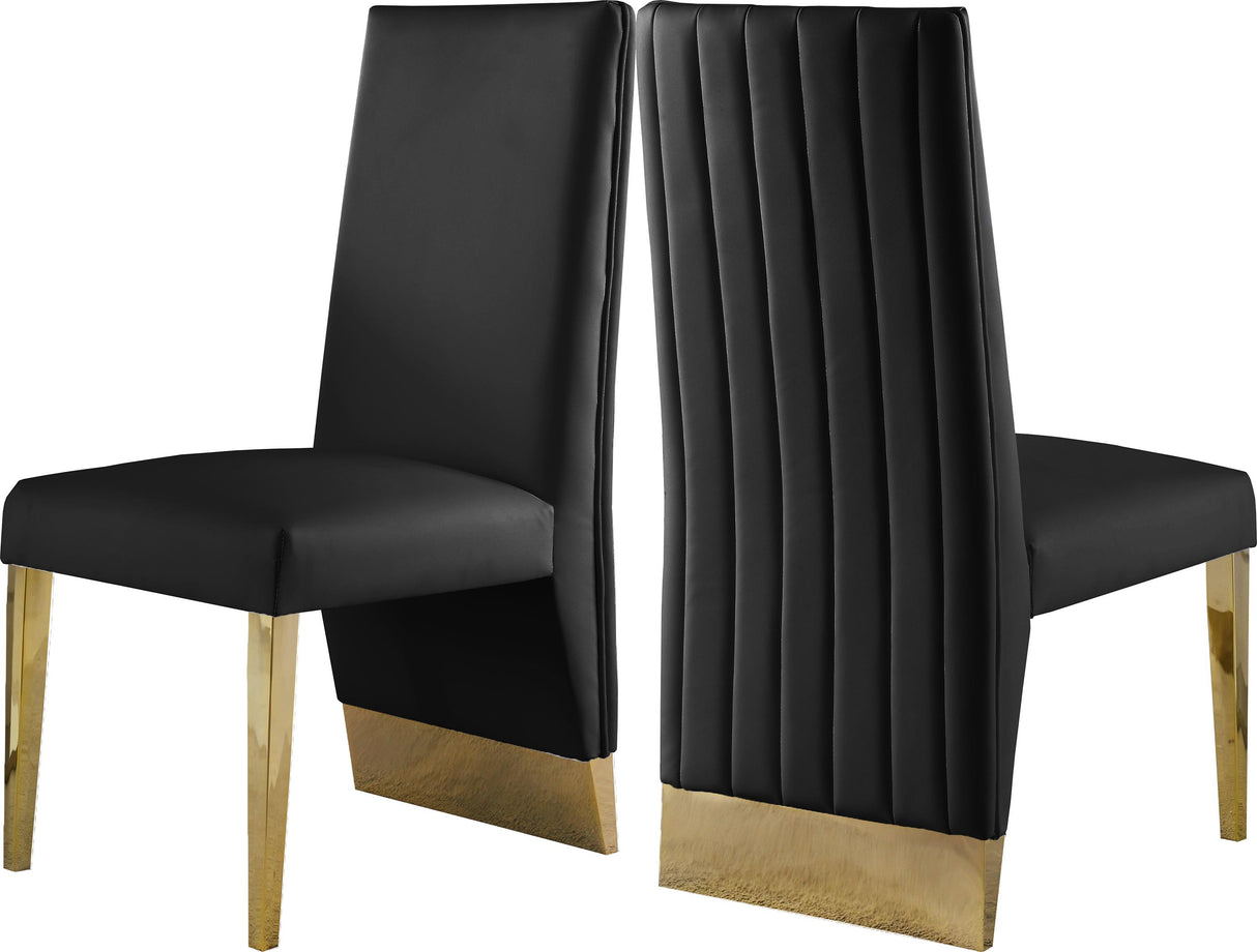 Porsha Black Faux Leather Dining Chair - galleria furniture outlet