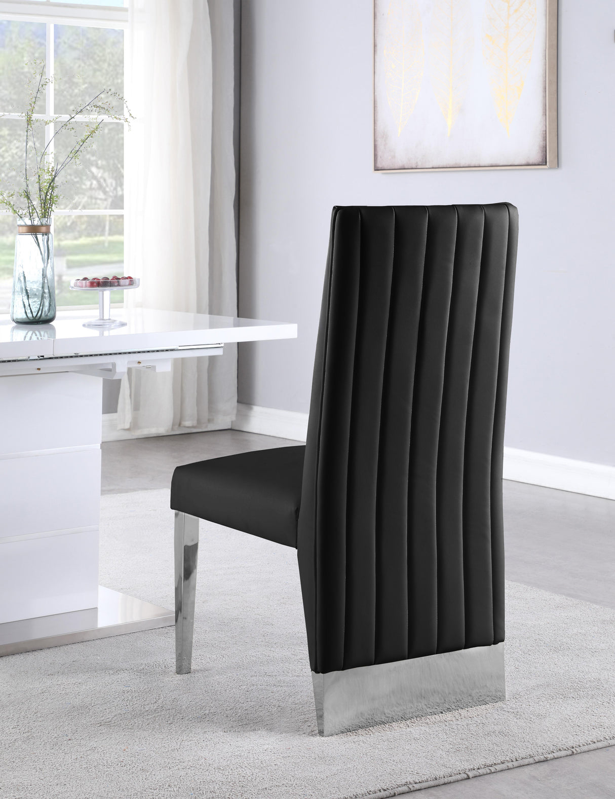 Porsha Black Faux Leather Dining Chair - galleria furniture outlet