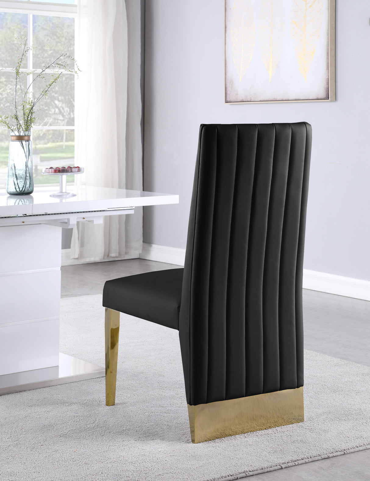 Porsha Black Faux Leather Dining Chair - galleria furniture outlet