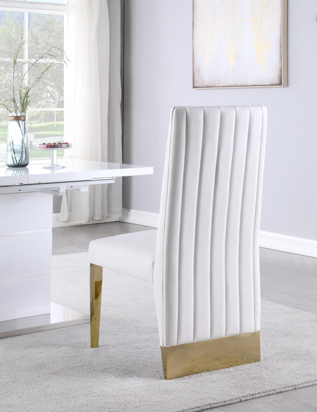 Porsha White Faux Leather Dining Chair - galleria furniture outlet