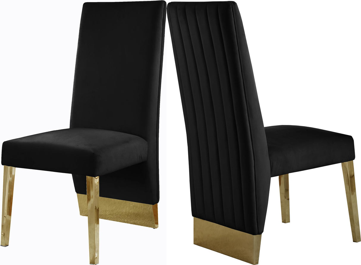 Porsha Black Velvet Dining Chair - galleria furniture outlet