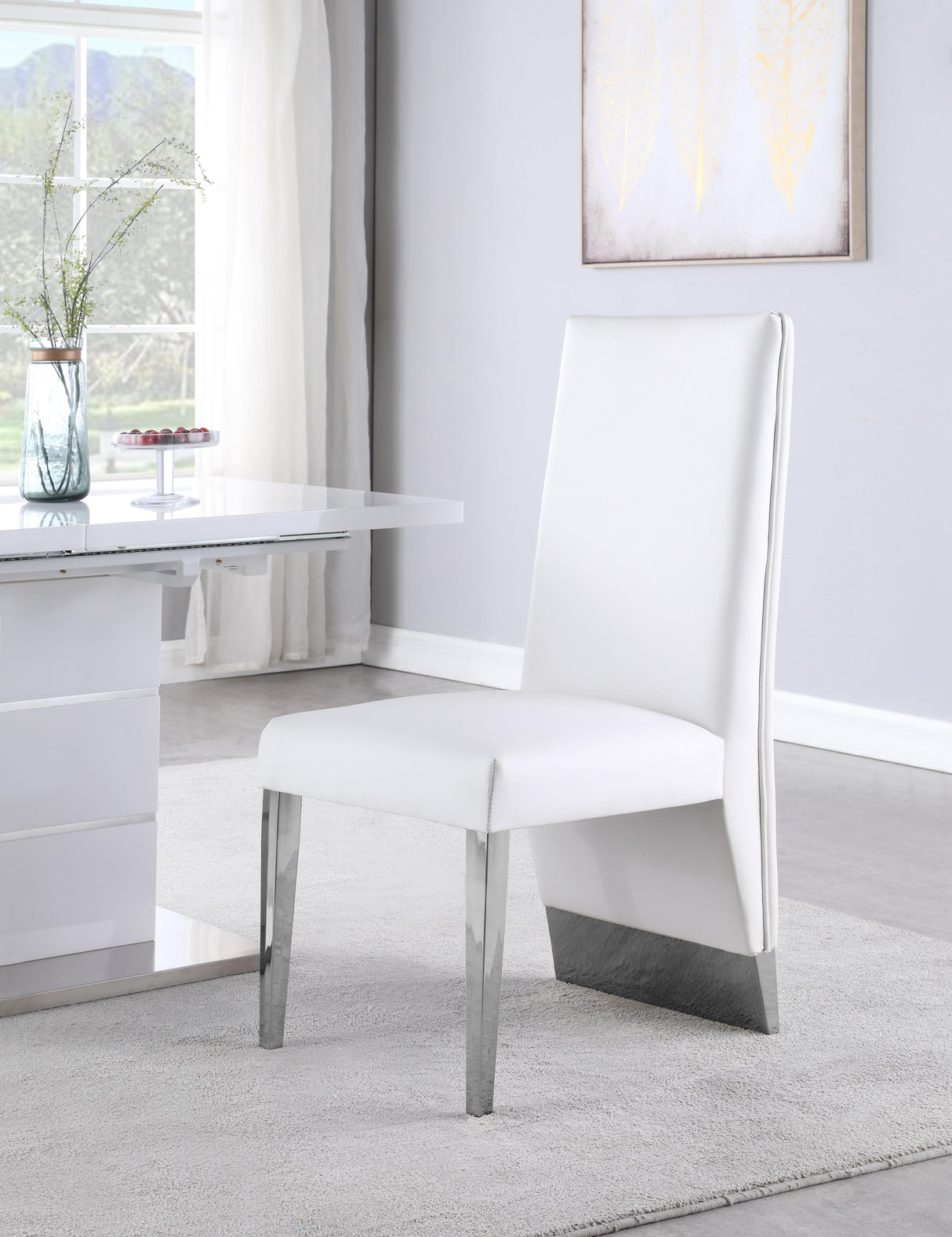 Porsha White Faux Leather Dining Chair - galleria furniture outlet