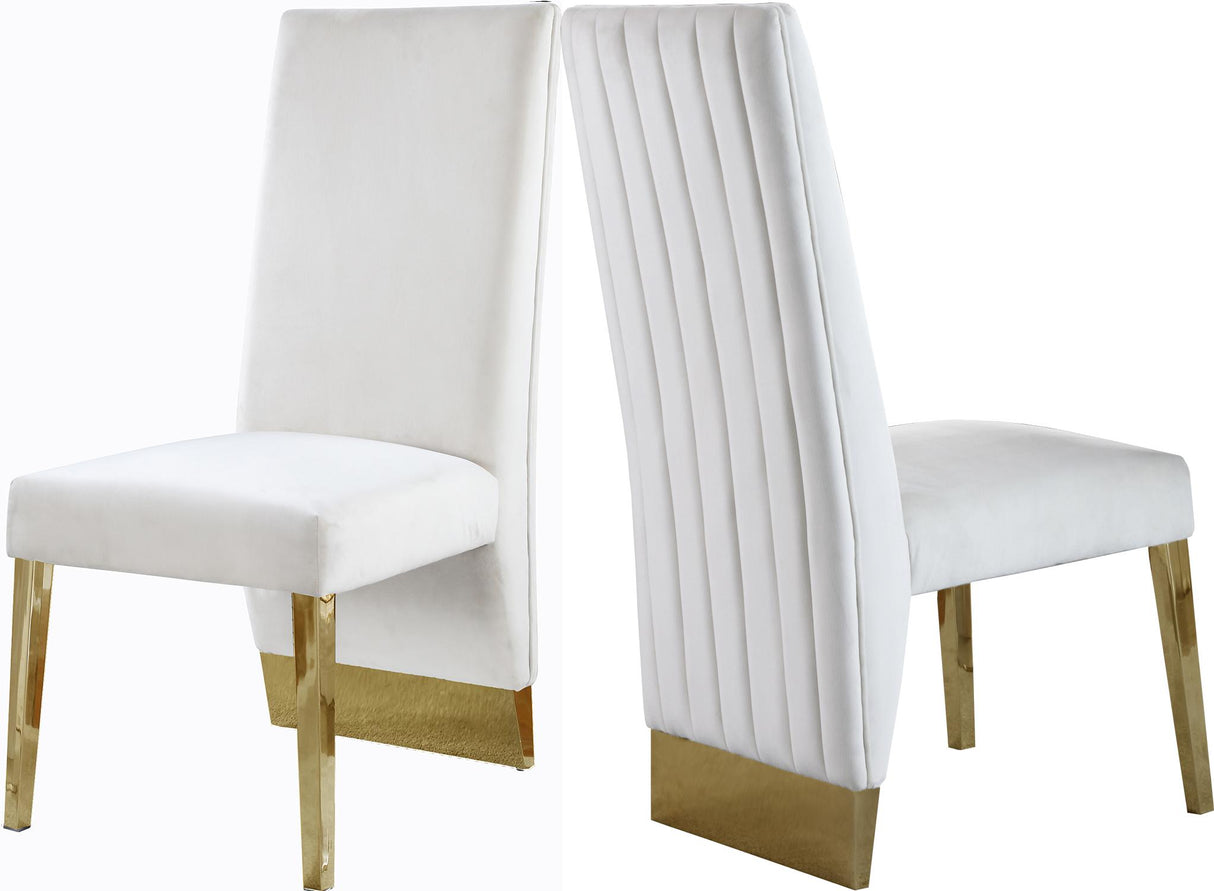 Porsha Cream Velvet Dining Chair - galleria furniture outlet