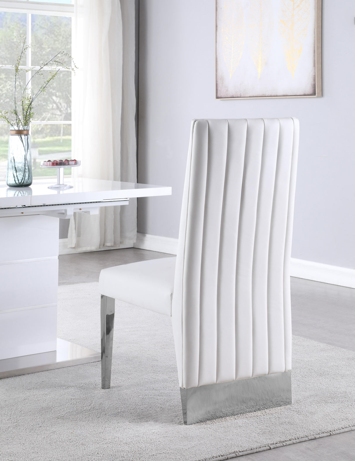 Porsha White Faux Leather Dining Chair - galleria furniture outlet