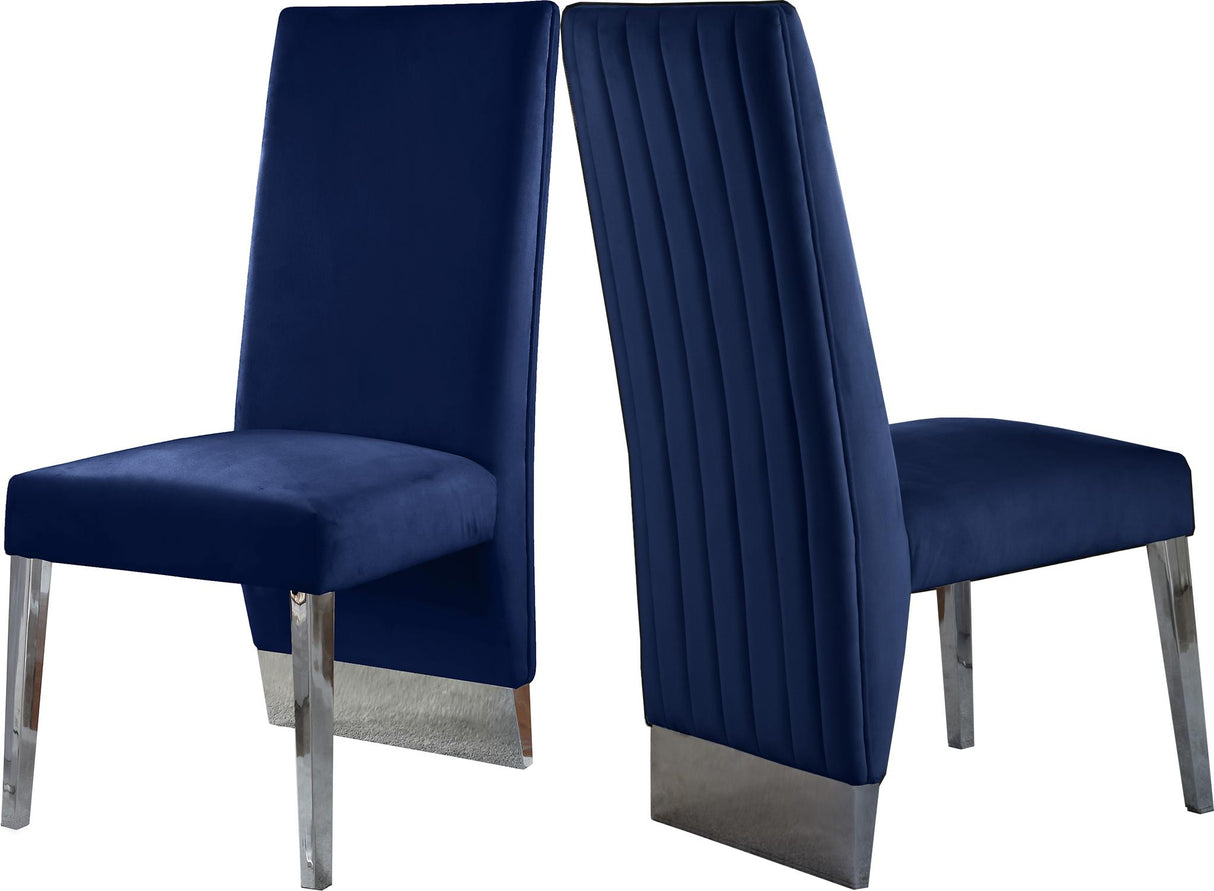 Porsha Navy Velvet Dining Chair - galleria furniture outlet