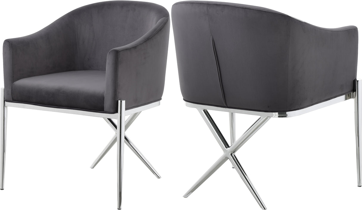 Xavier Grey Velvet Dining Chair - galleria furniture outlet
