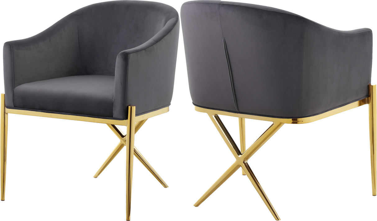 Xavier Grey Velvet Dining Chair - galleria furniture outlet