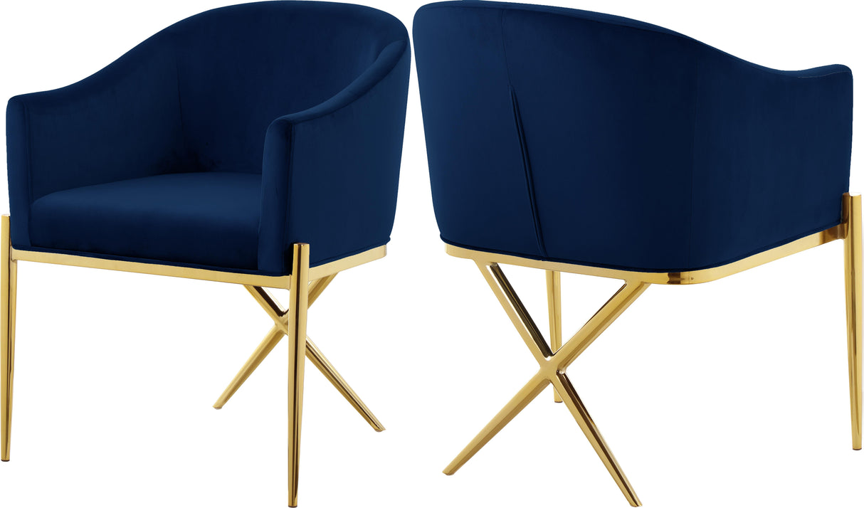 Xavier Navy Velvet Dining Chair - galleria furniture outlet