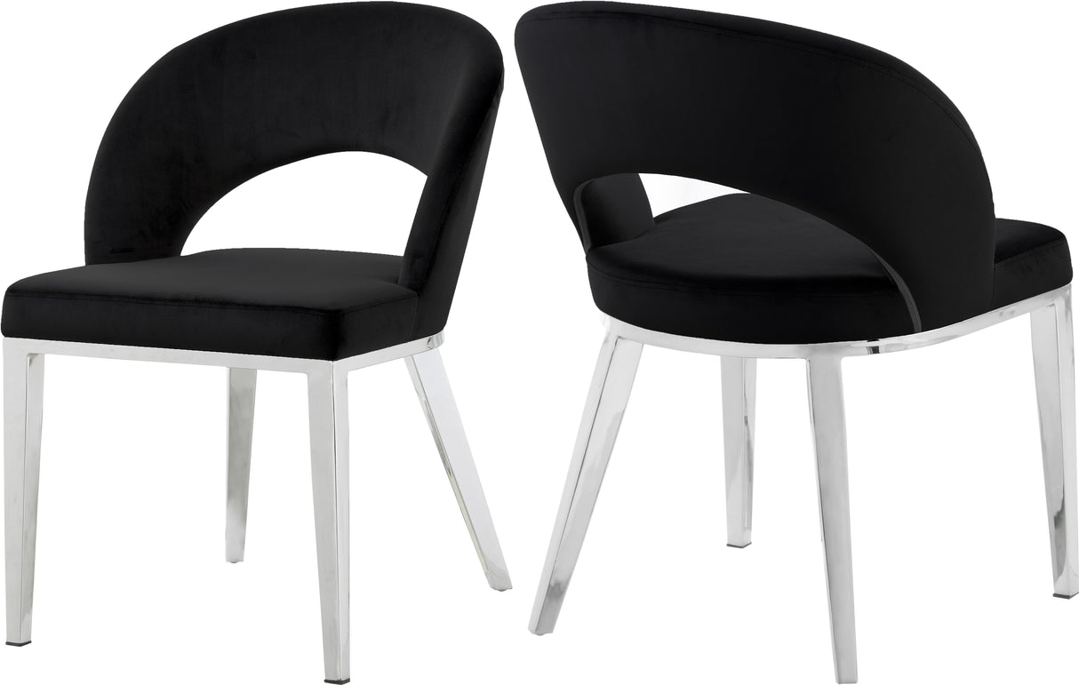 Roberto Black Velvet Dining Chair - galleria furniture outlet