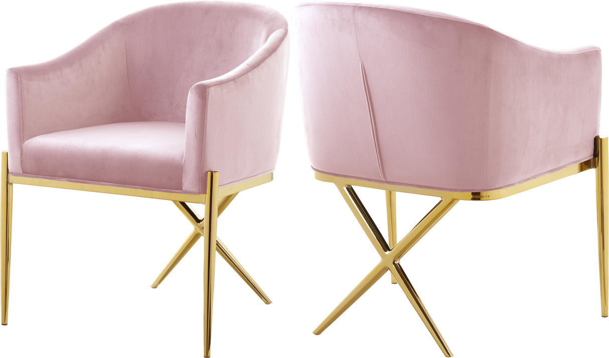 Xavier Pink Velvet Dining Chair - galleria furniture outlet