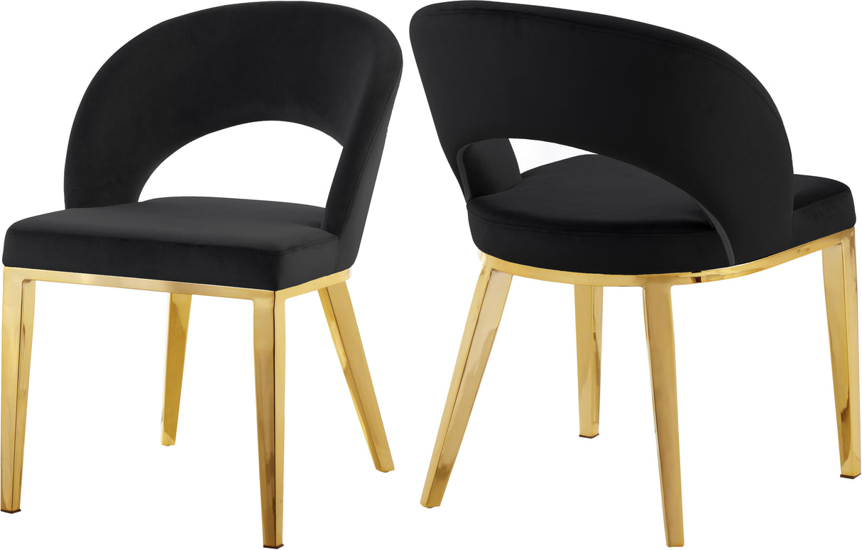 Roberto Black Velvet Dining Chair - galleria furniture outlet
