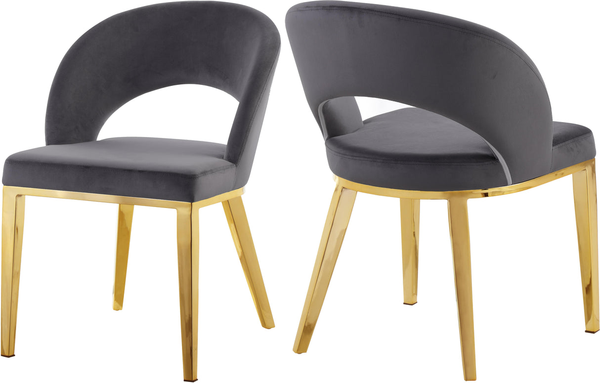 Roberto Grey Velvet Dining Chair - galleria furniture outlet