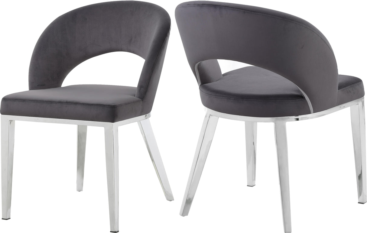 Roberto Grey Velvet Dining Chair - galleria furniture outlet